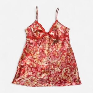 Linea Donatella Vintage Pink‎ and Orange Slip Dress with Tropical Floral print